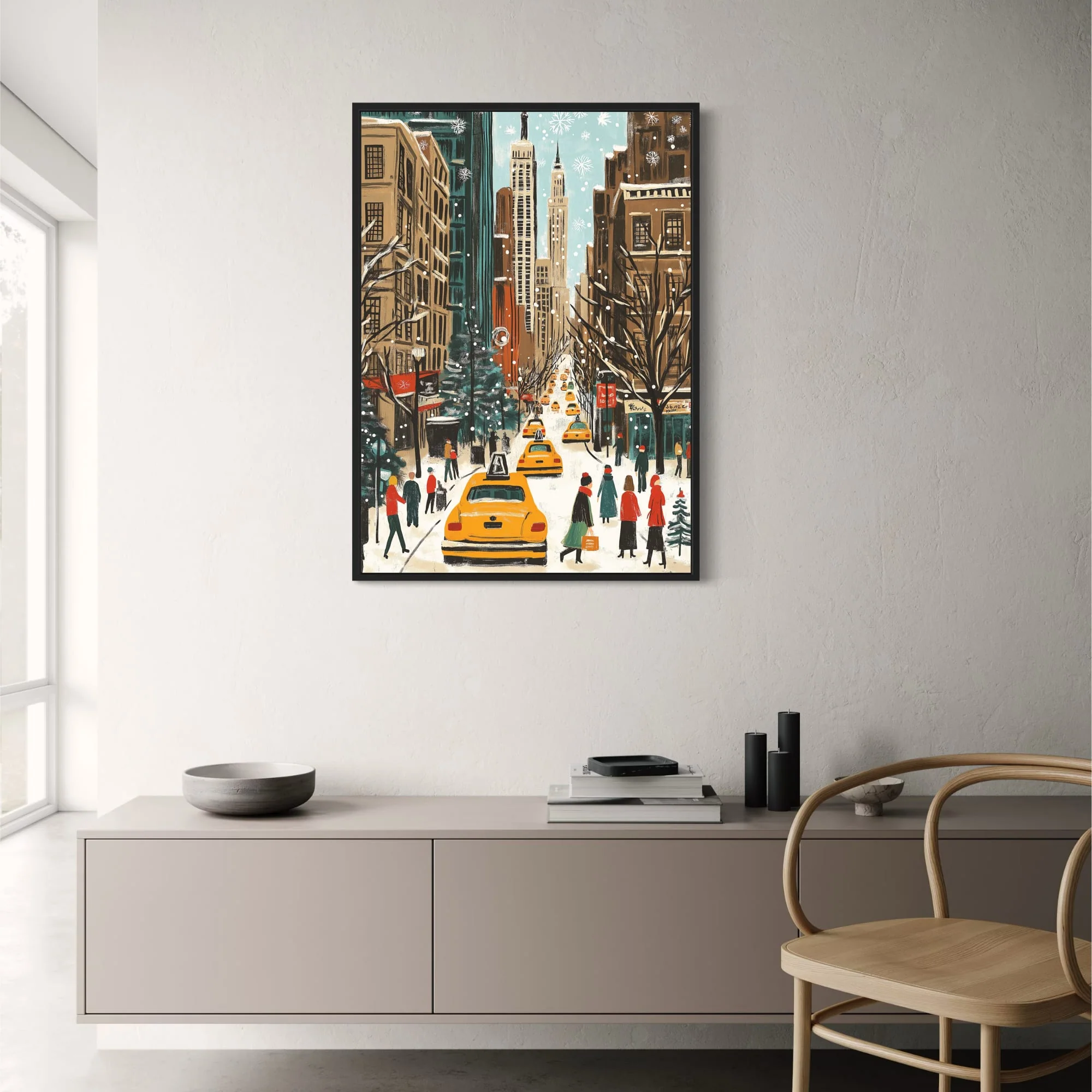 Snowy Urban Winter | Yellow Cabs & Skyscrapers - Image 2