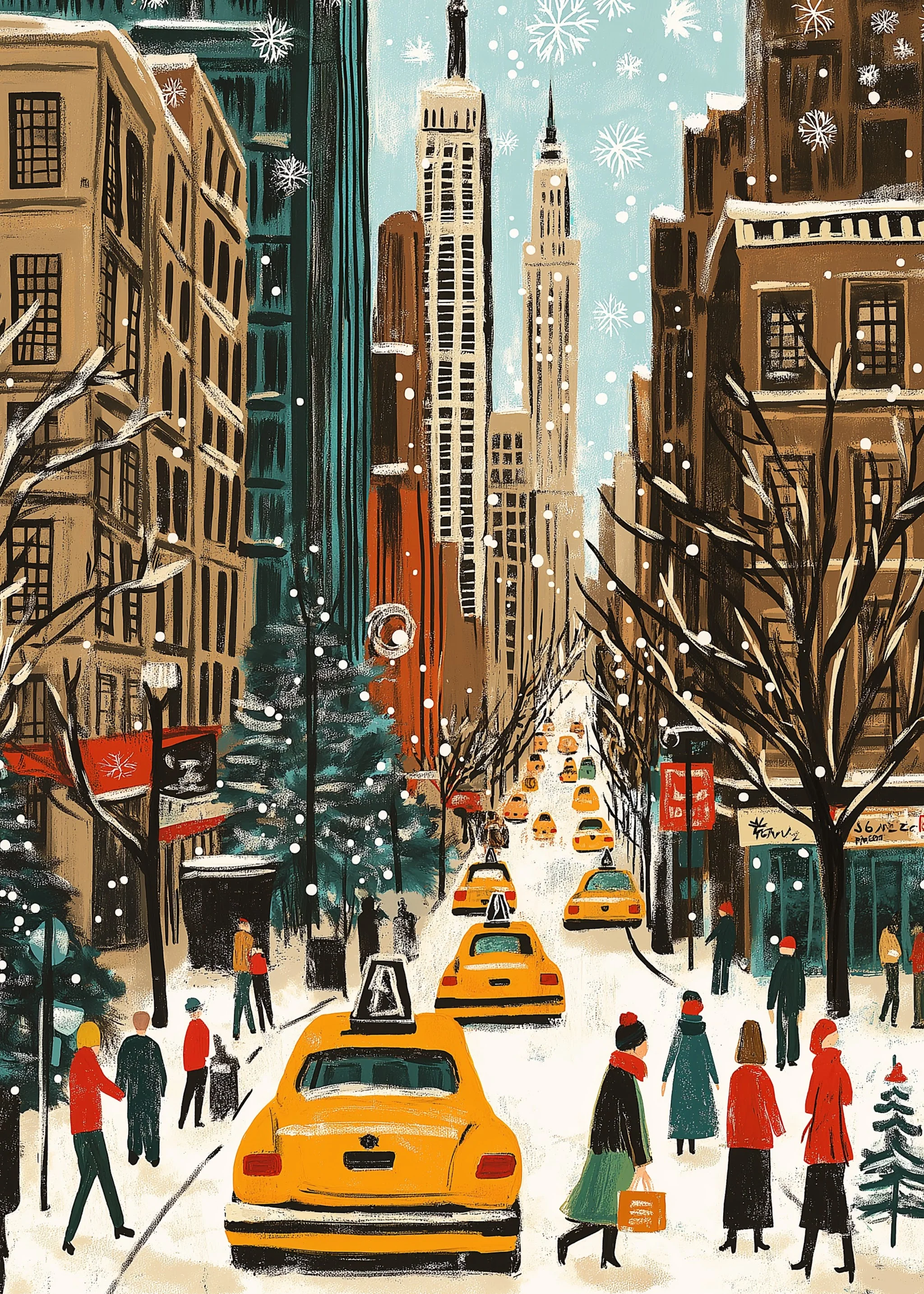 Snowy Urban Winter | Yellow Cabs & Skyscrapers - Image 5