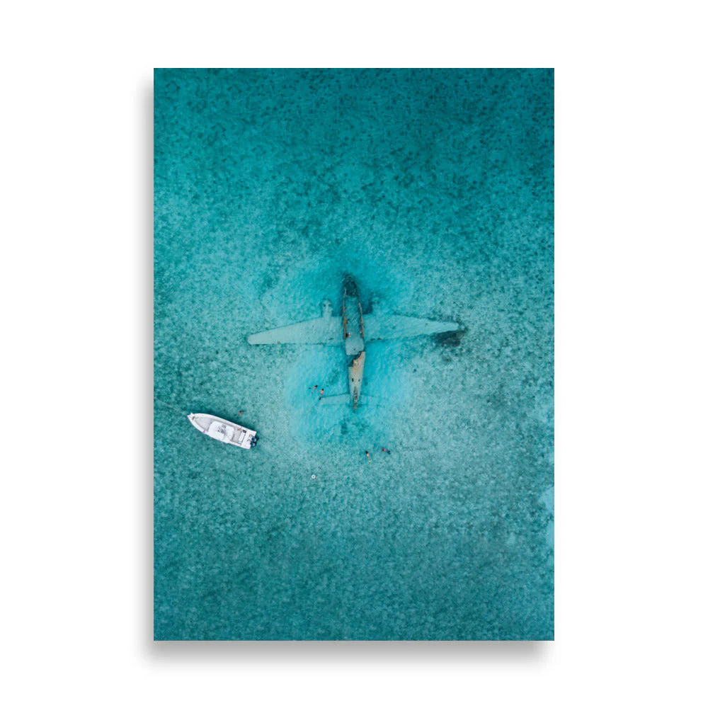 Sunken Plane | Aerial Ocean View | Aviation Art - Image 3