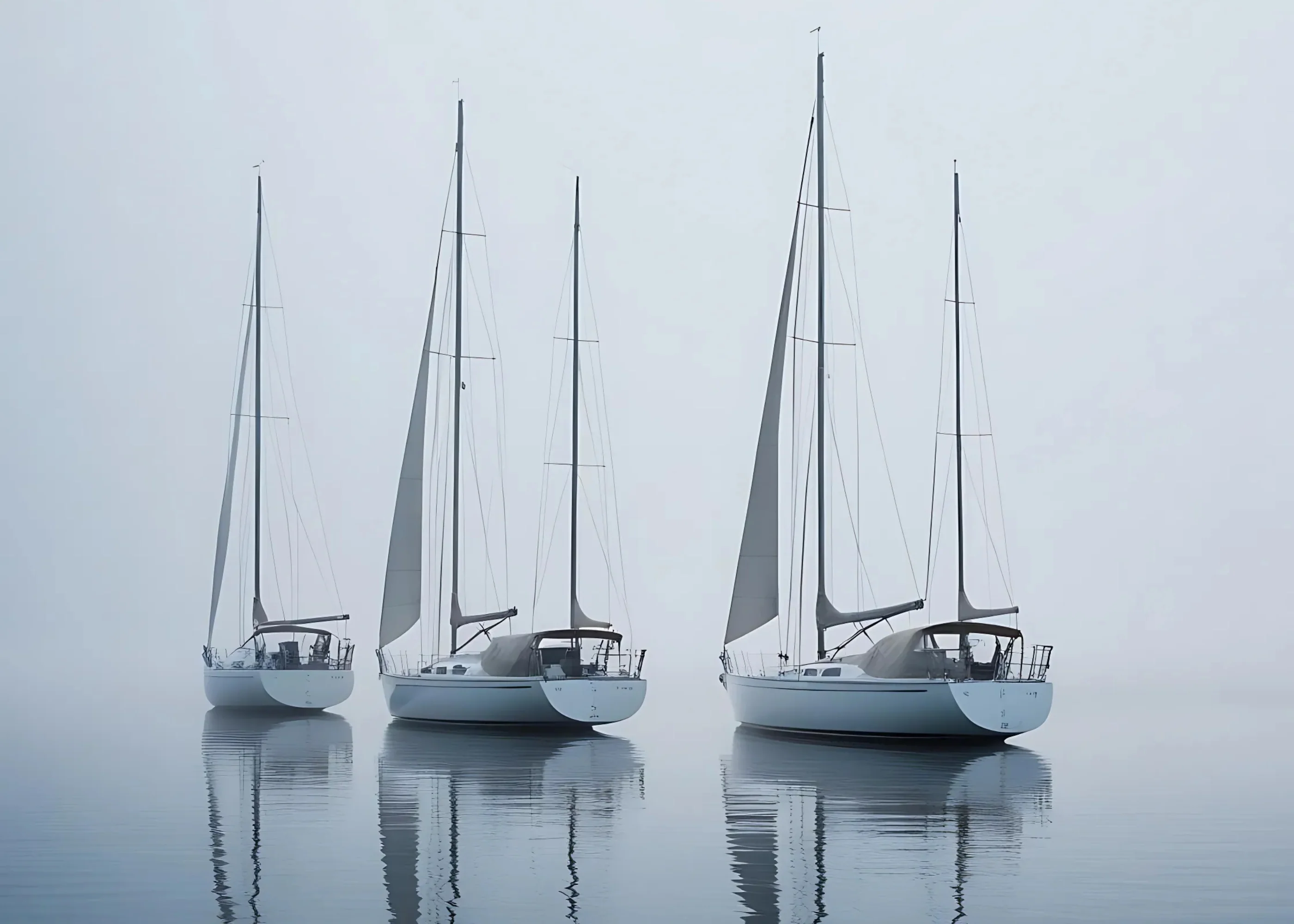 Three Sailing Boats | Coastal Nautical Landscape