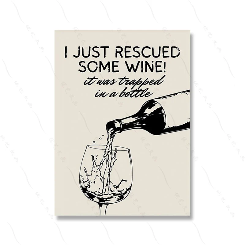 Vintage Kitchen Wine Rescue | Humorous Food Art