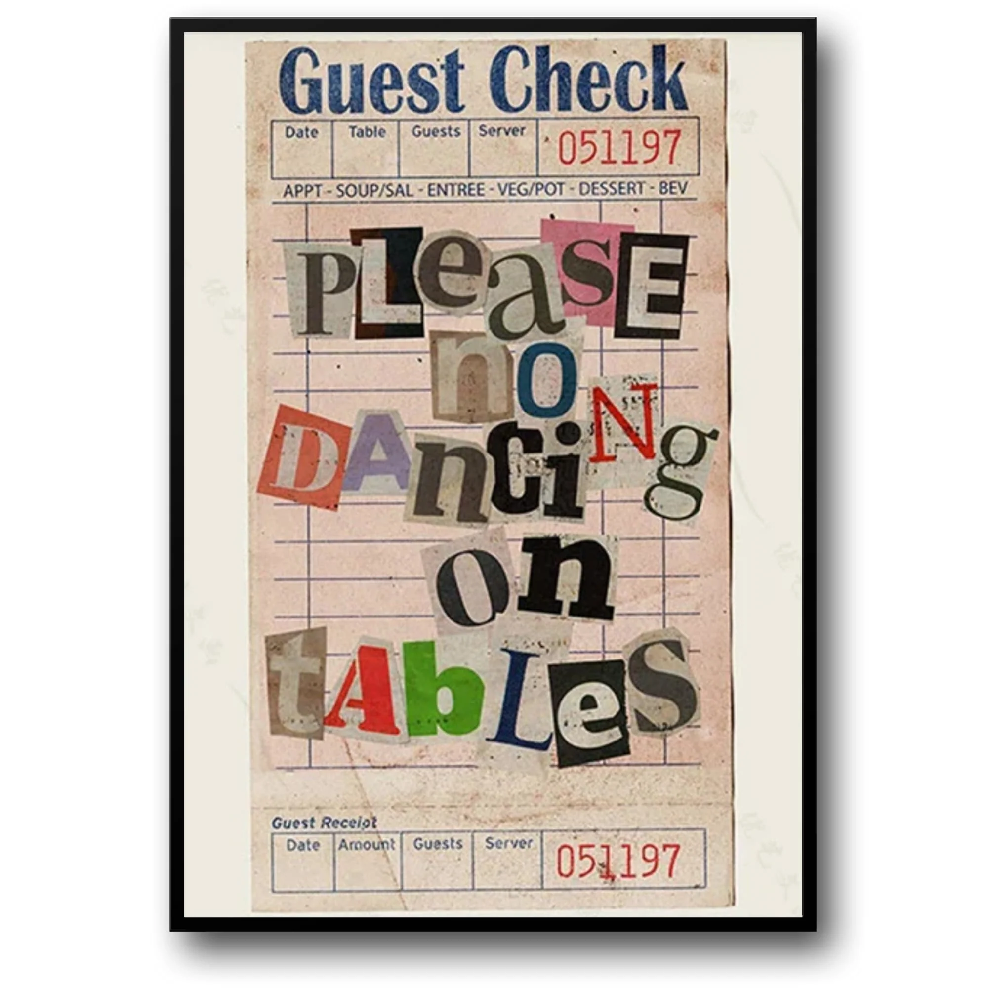 No Dancing on Tables | Vintage Kitchen Art
