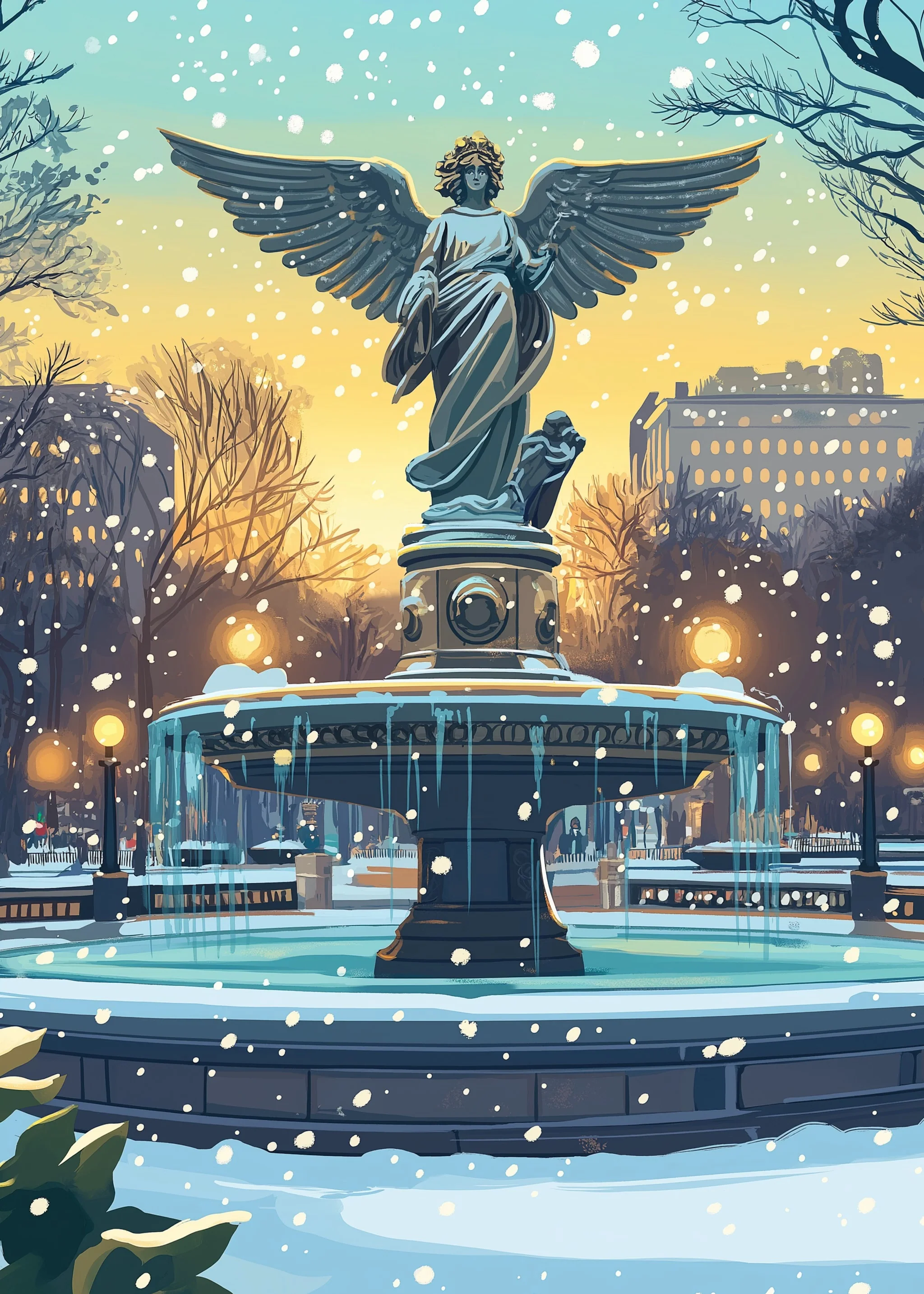 Angelic Statue | Winter Wonderland | Golden Twilight - Image 5