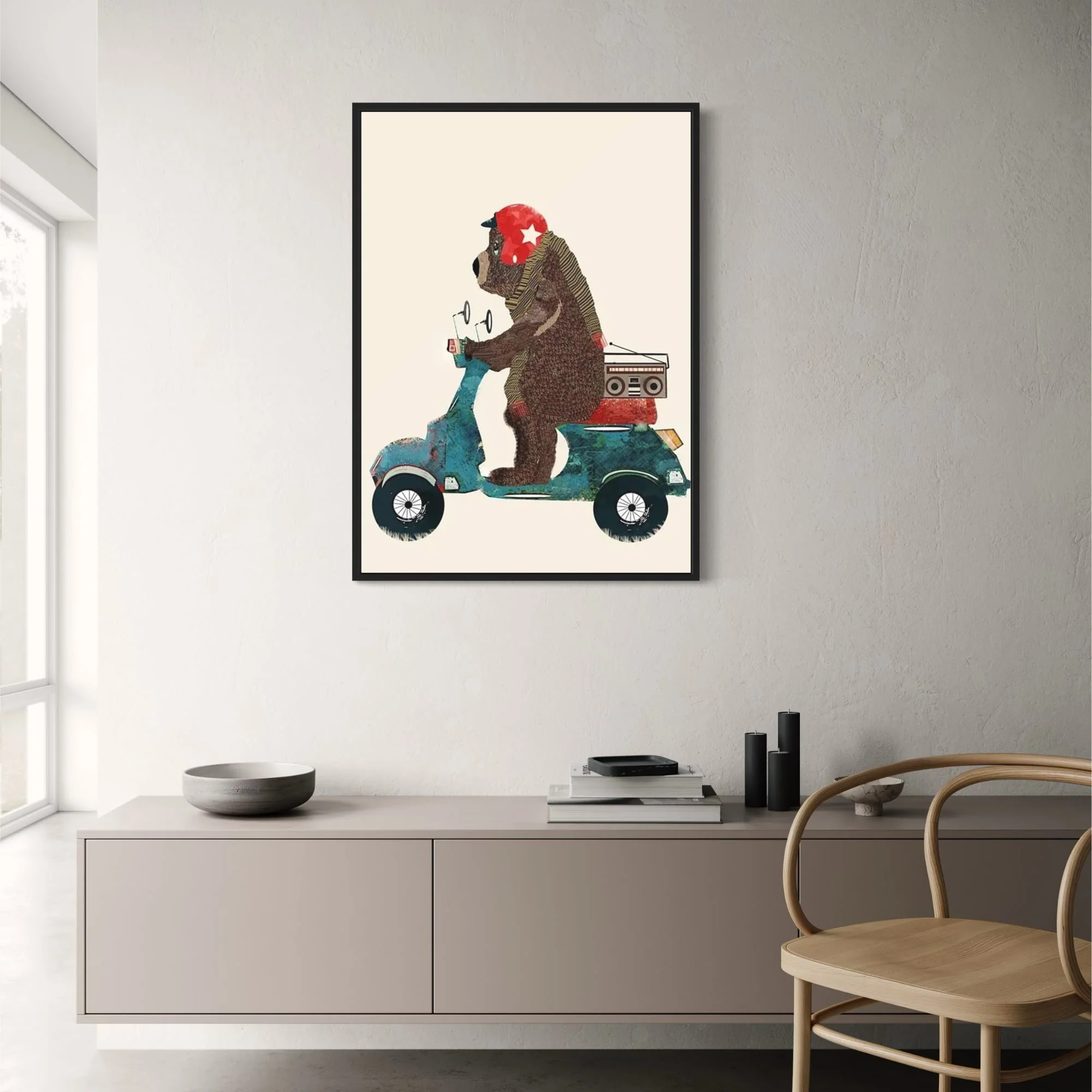 Bear's Scooter Serenade | Whimsical Animal Art - Image 2