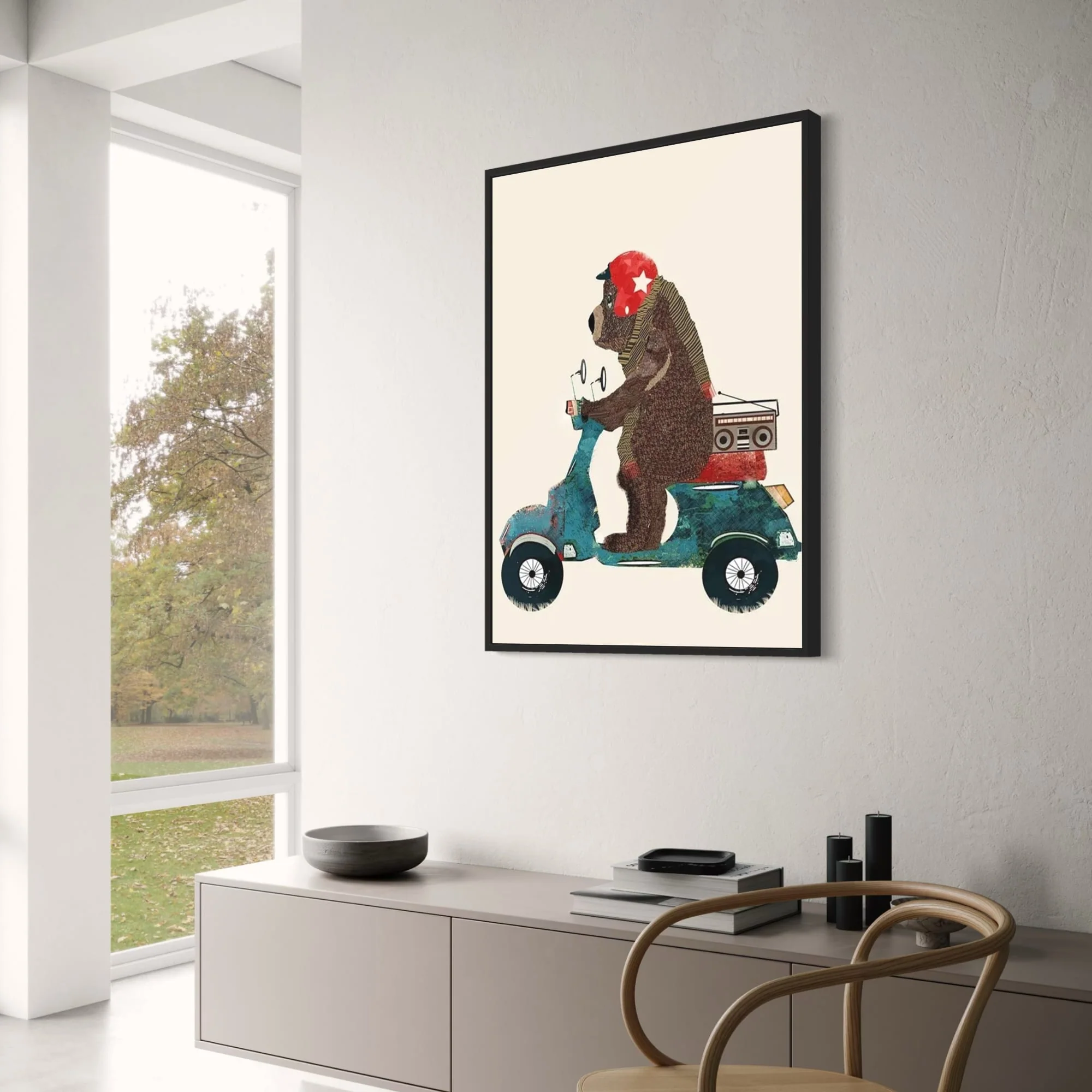 Bear's Scooter Serenade | Whimsical Animal Art - Image 3