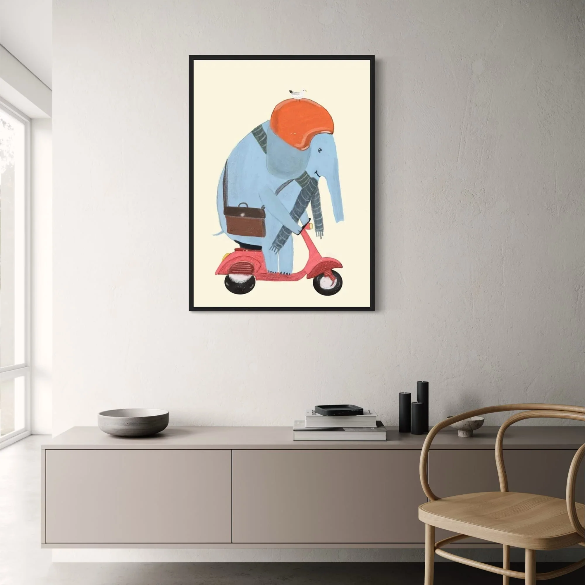 Elephant's Scooter | Whimsical Animal Art - Image 2
