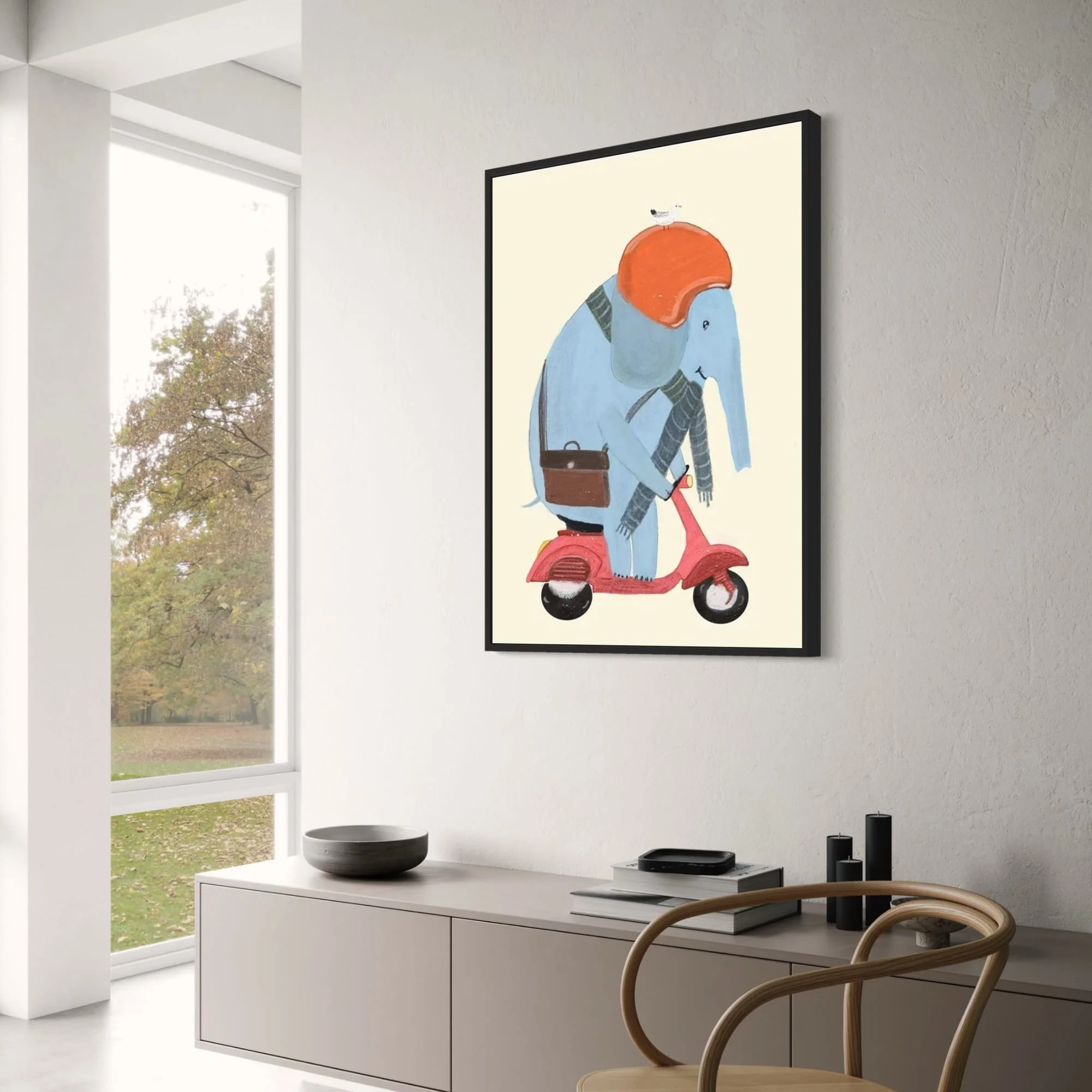 Elephant's Scooter | Whimsical Animal Art - Image 3