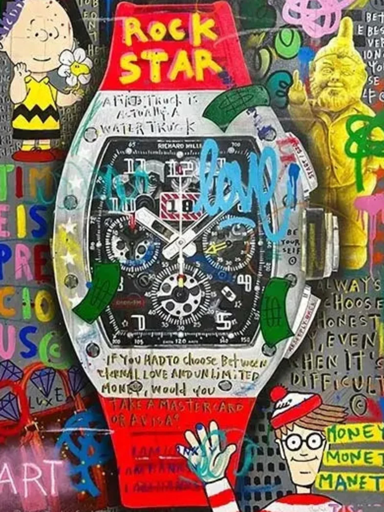Red Graffiti Richard Mille Timepiece | Modern Urban Art - Image 4