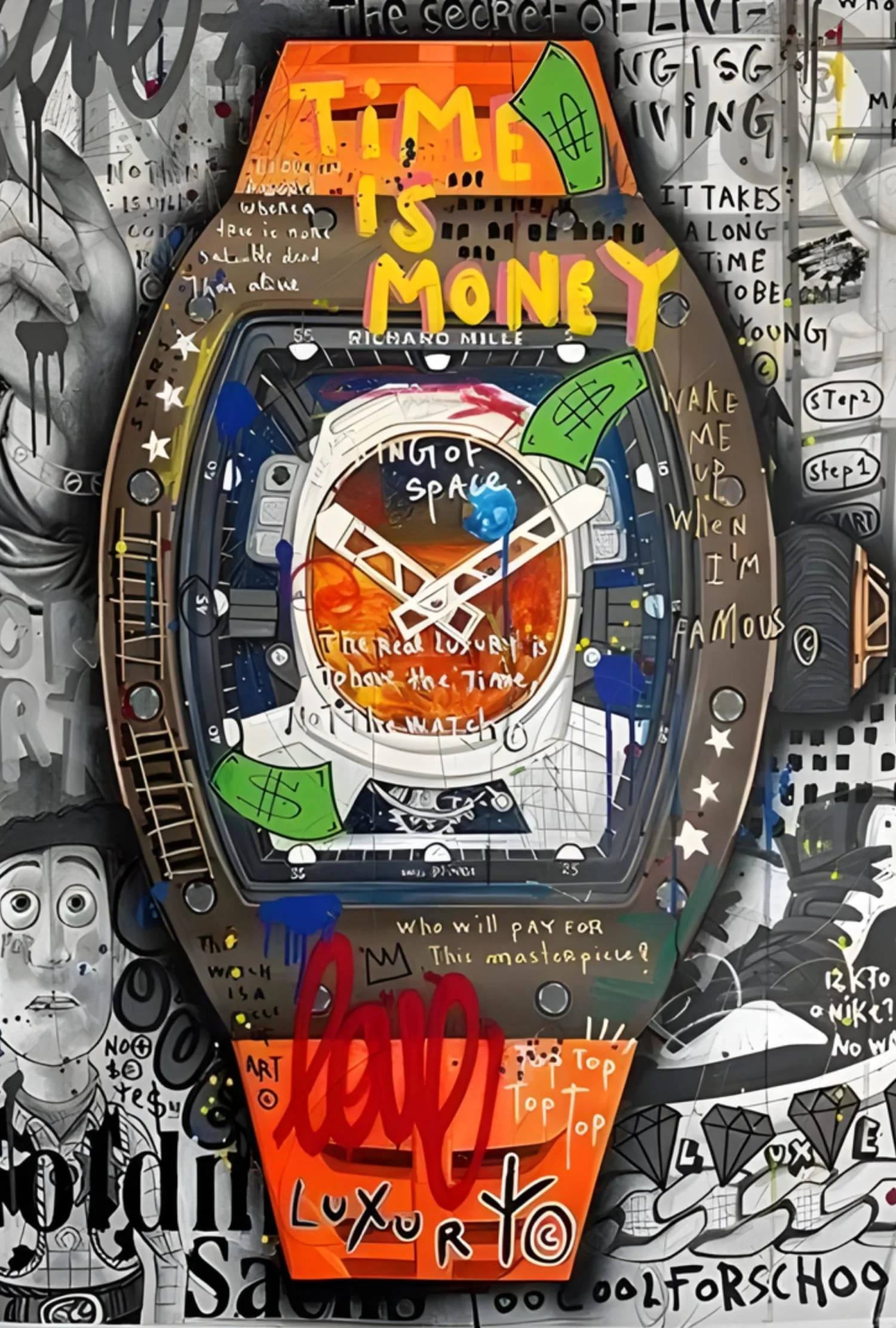 Graffiti Timepiece | Richard Mille Inspired | Modern Urban Decor - Image 4