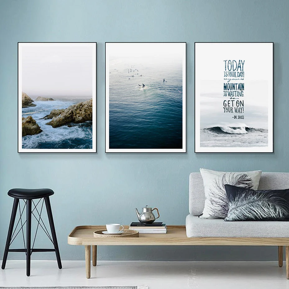 Ocean Waves | Coastal Seascape | Blue Nautical Decor - Image 3
