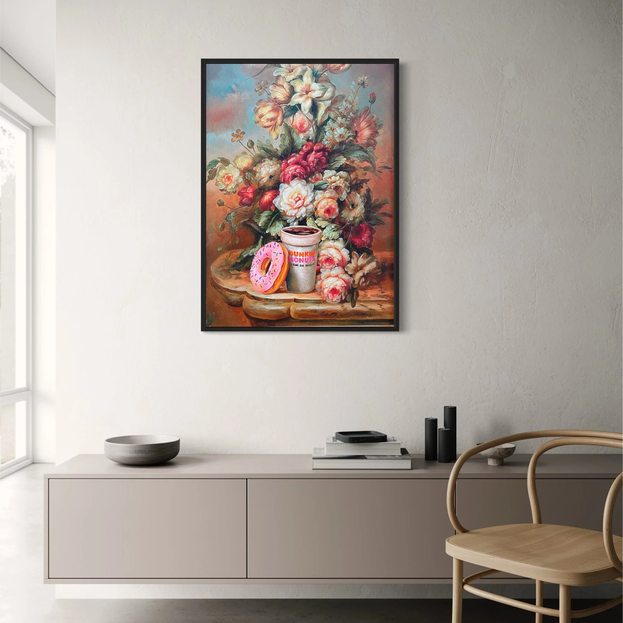Renaissance Floral Poster | Vibrant Roses & Lilies | Pink Donuts - Image 2
