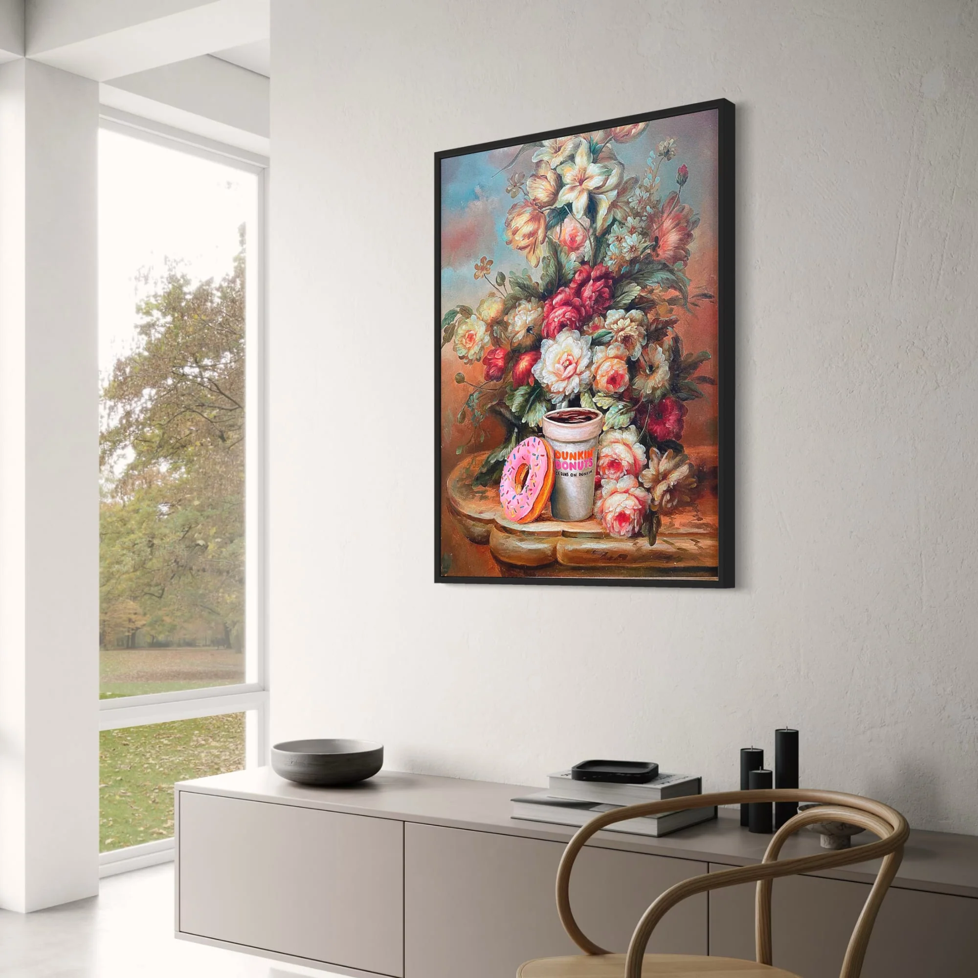 Renaissance Floral Poster | Vibrant Roses & Lilies | Pink Donuts - Image 3