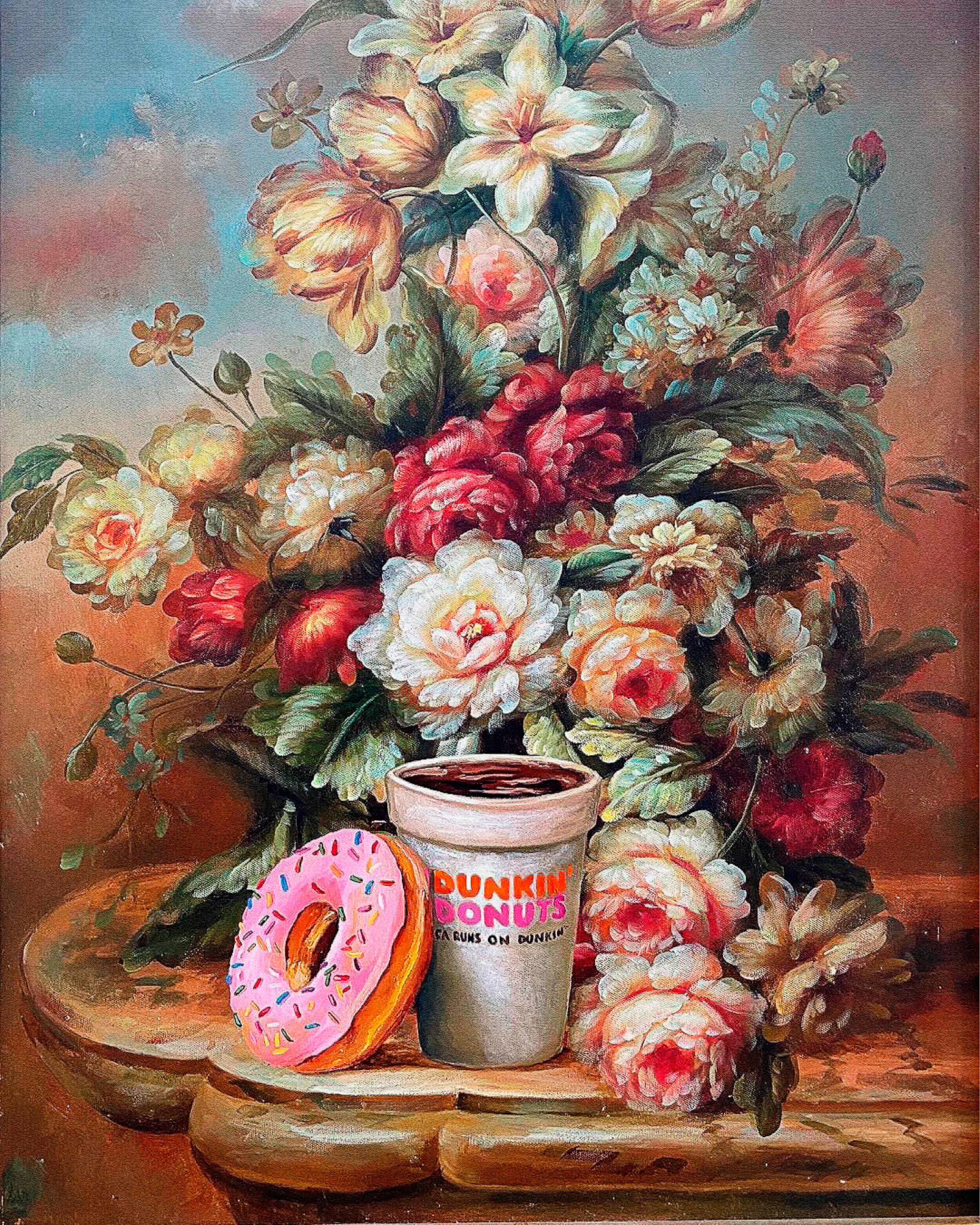 Renaissance Floral Poster | Vibrant Roses & Lilies | Pink Donuts - Image 4