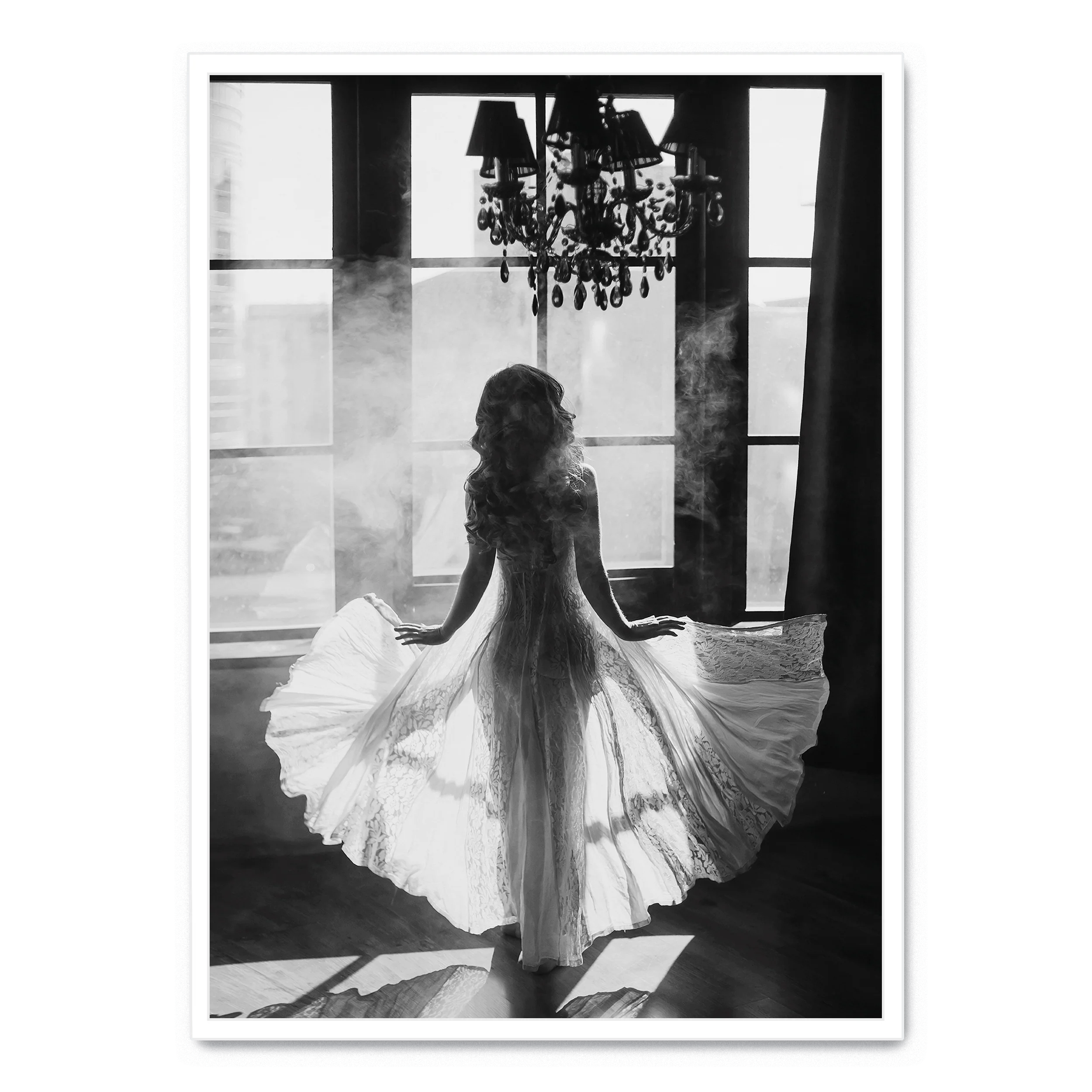White Dress & Smoke | Elegant Modern Art - Image 2