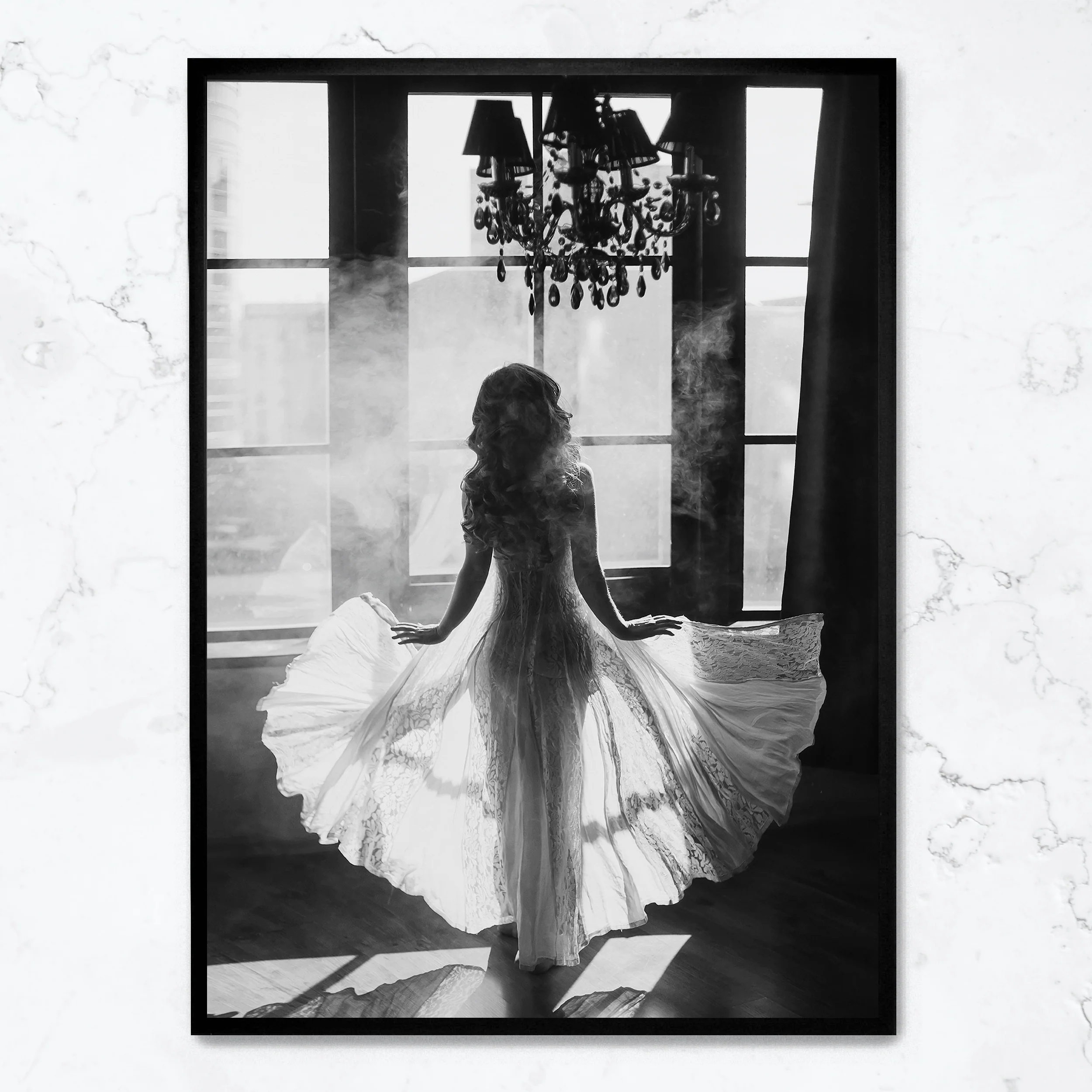 White Dress & Smoke | Elegant Modern Art - Image 4