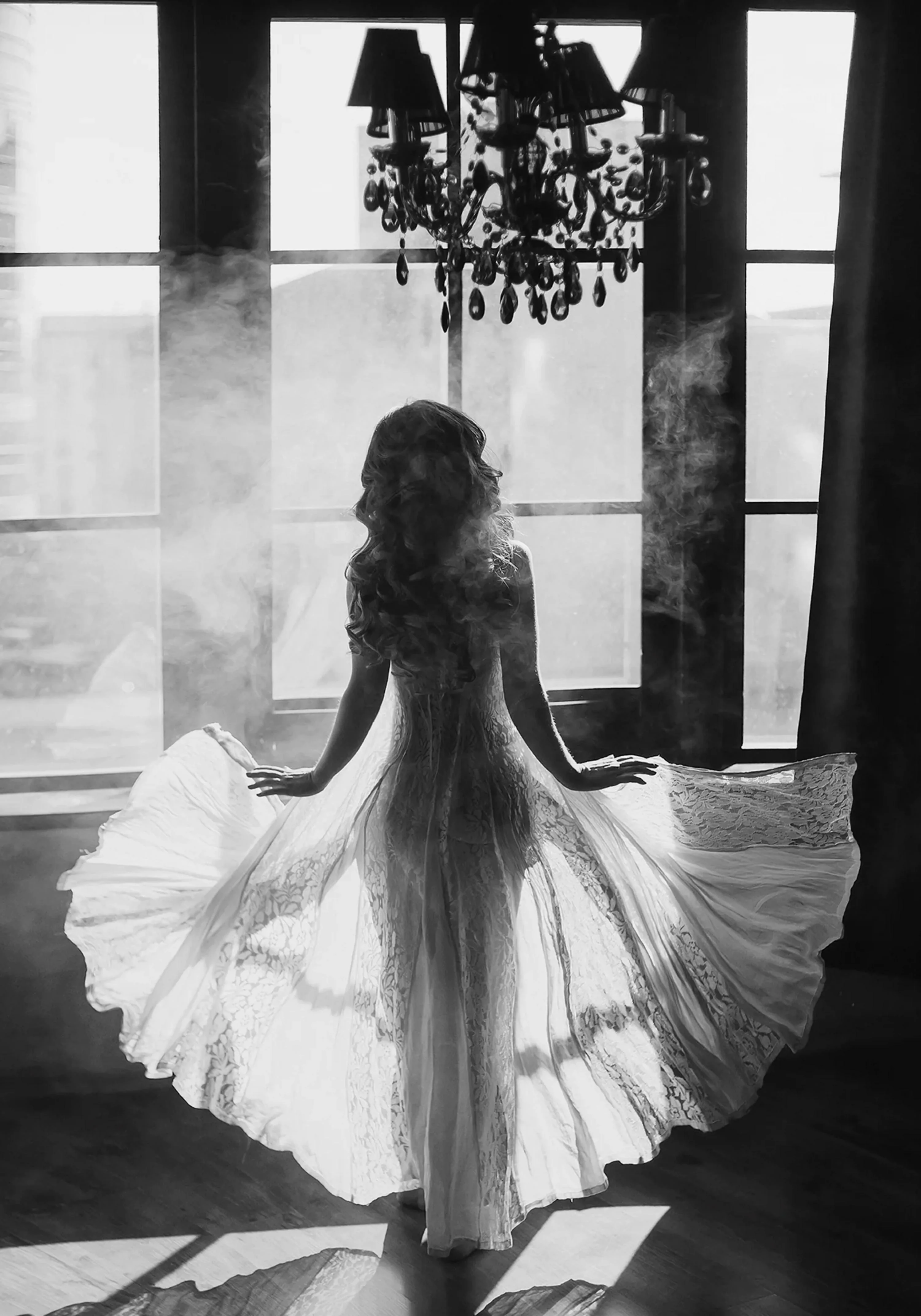 White Dress & Smoke | Elegant Modern Art - Image 5
