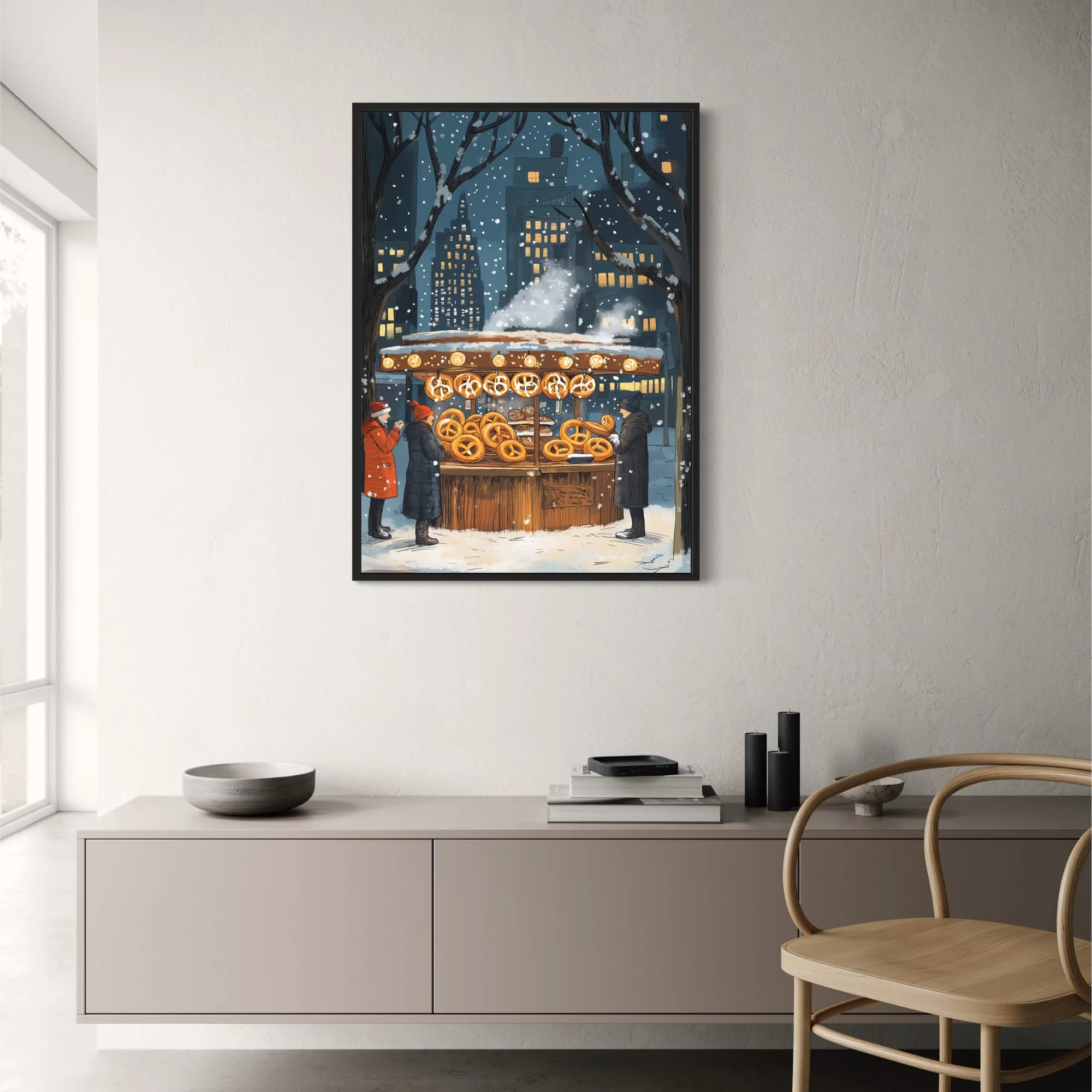 Winter Night Cityscape | Festive Urban Scene - Image 2