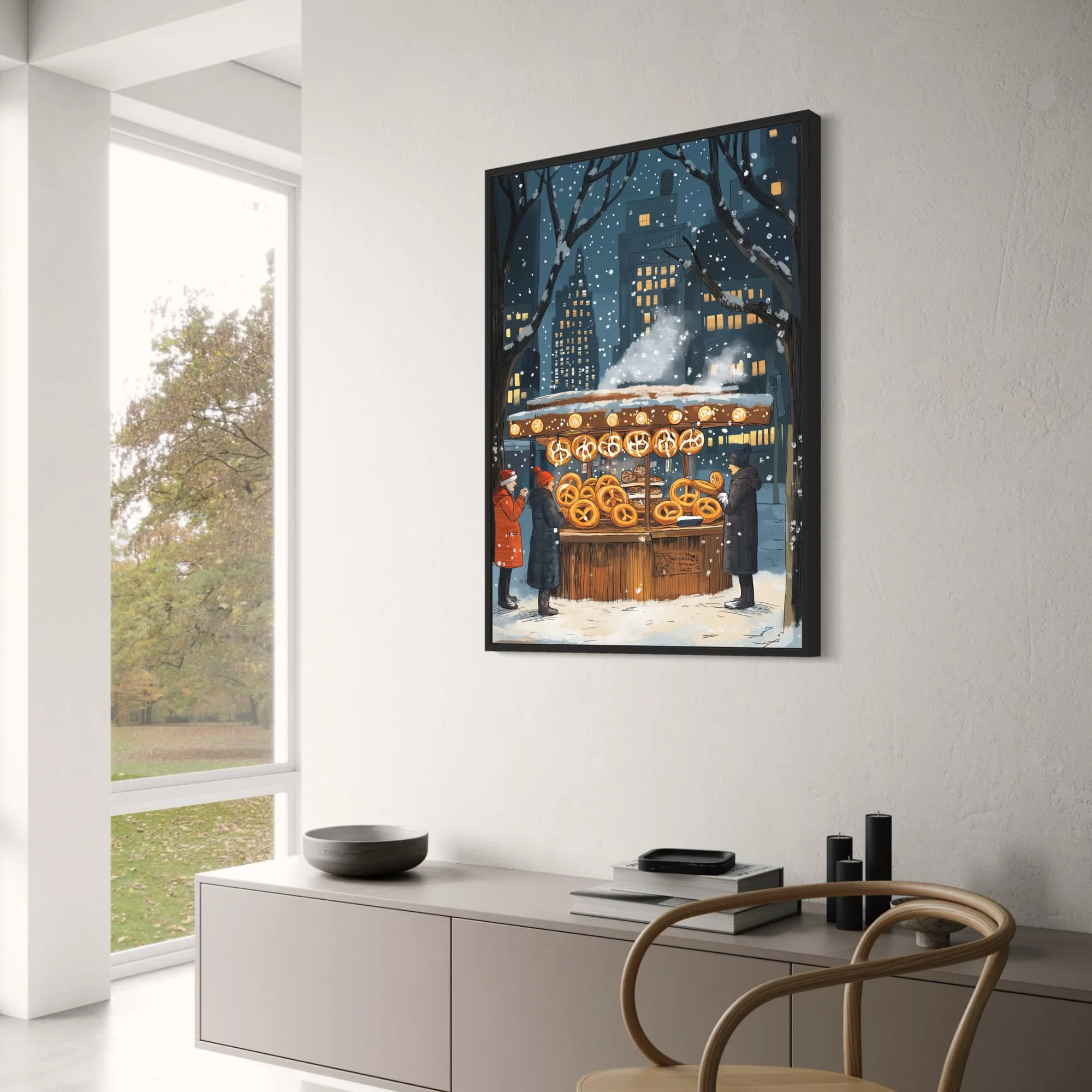 Winter Night Cityscape | Festive Urban Scene - Image 3