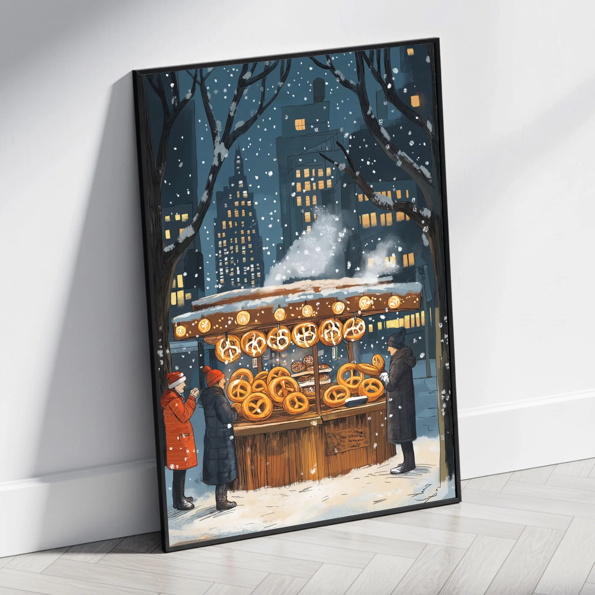 Winter Night Cityscape | Festive Urban Scene - Image 4