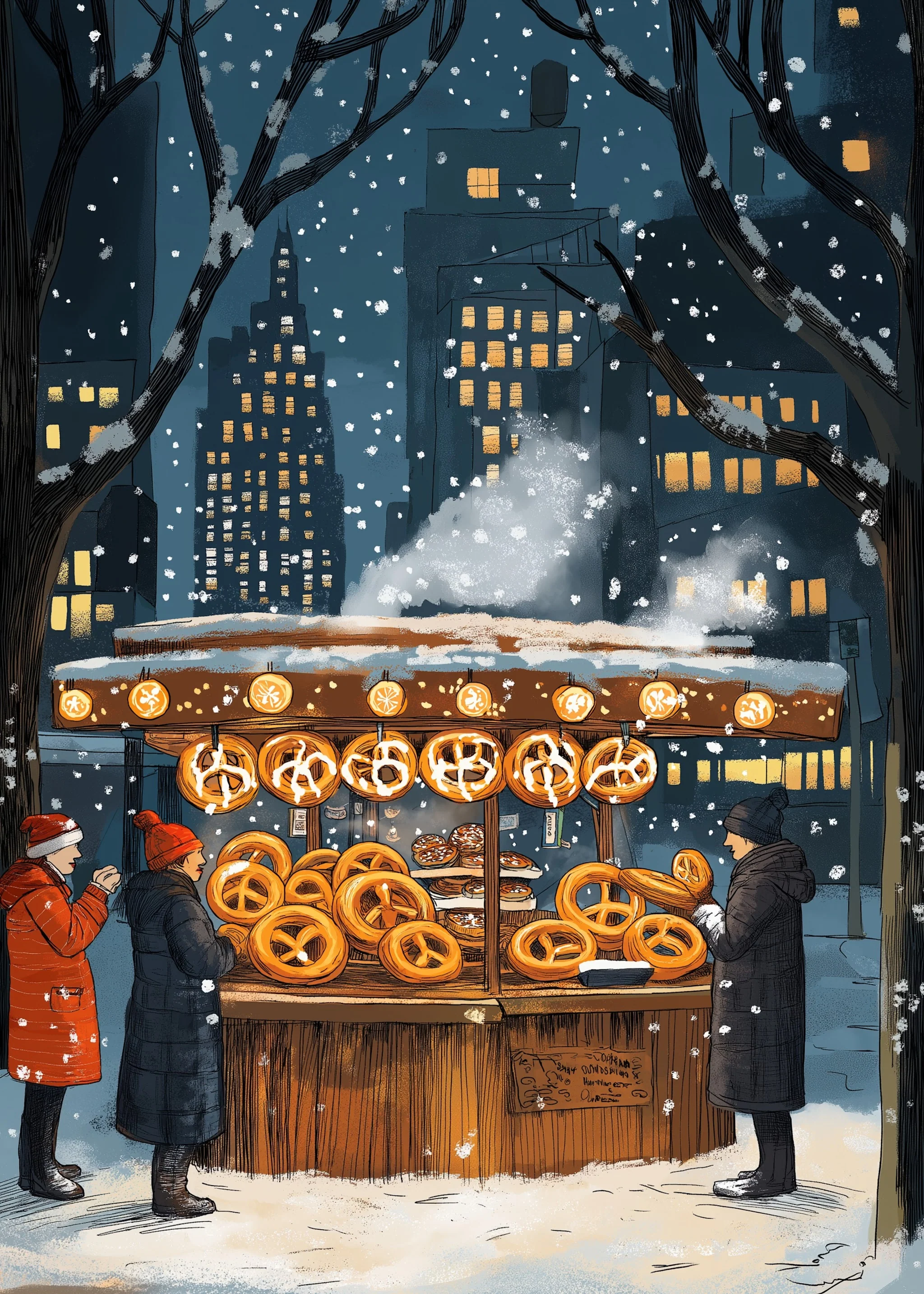 Winter Night Cityscape | Festive Urban Scene - Image 5
